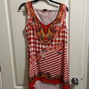 Womens Tricootto top,  orange with rhinestones size large